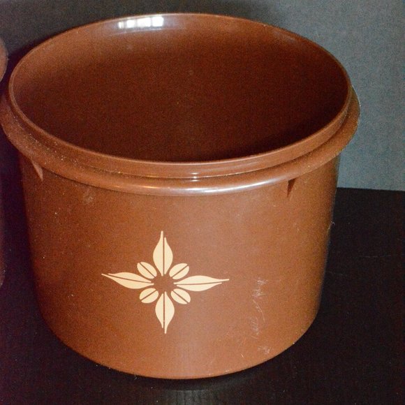 Vintage 1970s Tupperware Chocolate Brown Nesting Containers Canisters Set No Lid - Picture 3 of 7